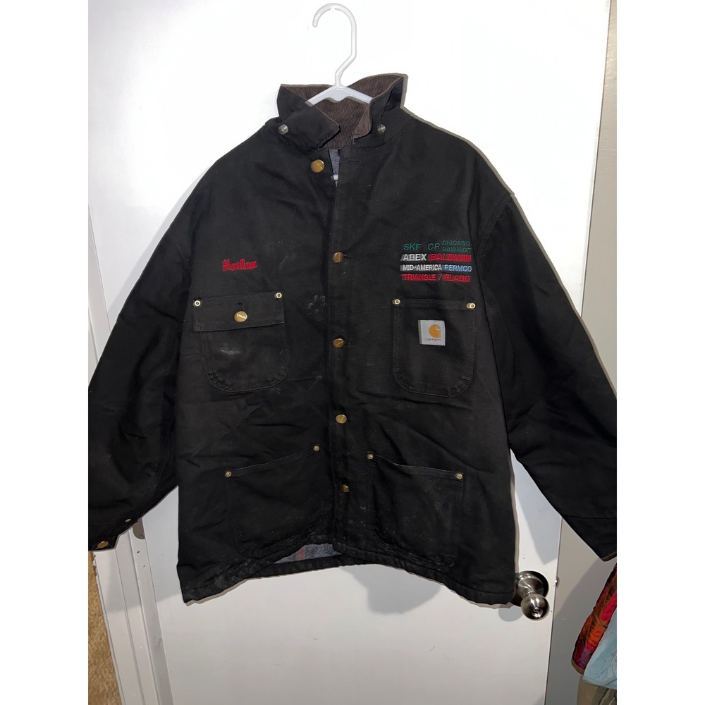 Carhartt C01 BLK Black Duck Chore Coat Blanket Lined Springfield Brake Co 48